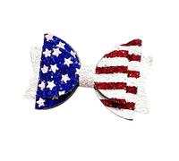 Pasador de pelo de pico de pato para niñas, clip de tela patriótico con purpurina con diseño de rayas de estrellas rojas, blancas y azules, pinza patriótica para el pelo, accesorio de tela con