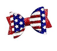 Pasador de pelo de pico de pato para niñas, clip de tela patriótico con purpurina con diseño de rayas de estrellas rojas, blancas y azules, pinza patriótica para el pelo, accesorio de tela con