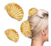 Pasador de Pelo en Forma de Concha Metálicas Verano, Set de 2 Pinza para el pelo Seashell Styling Joyas de Horquilla para Mujer Regalos de verano para chicas Girl Lovers (Oro)