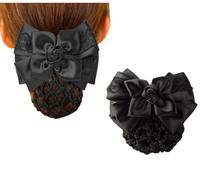 Pasador elástico para el pelo para mujer, con lazo, para moño, para moño, pasador de satén, pinzas francesas, accesorios para el cabello para azafata, bancos, hoteles, profesionales de aerolíneas