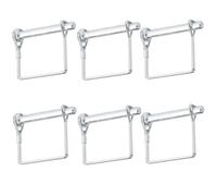 Pasador rectangular de 6 unidades, 4,5 x 50 mm, pasador de seguridad, pasador de acoplamiento, pasador de tubo plegable con cierre de bloqueo, para remolques de granja, granja, jardín, plata