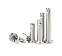 Pasadores de cabeza plana con posicionamiento de orificio, perno de horquilla cilíndrico, M3, M4, M5, M6, M8, M10 y M12, de acero inoxidable 304(20mm)