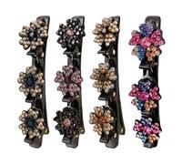Pasadores de diamantes de imitación | 4 pasadores de flores de fantasía brillante | Accesorio de peluquería para fiesta de Navidad Escuela Diario Salida Boda Adolescente