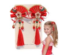 Pasadores de pelo chinos de Año Nuevo, horquillas chinas, pinzas de pelo de estilo chino, lazos rojos con borlas | Accesorios para el cabello de Año Nuevo para el Día de la Madre, niños, familia