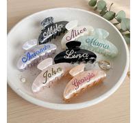 Pasadores de pelo personalizados con diamantes de imitación, letras de nombre personalizadas, pinzas para el pelo, pinzas de acetato de celulosa para mujeres y niñas para cabello grueso y fino