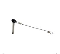 Pasadores de seguridad de acero inoxidable para tapas Bimini, bisagras y soportes de cubierta de barco - 2 unidades, cabeza de nailon negro con cordón, 11 x 4 x 0,5 mm