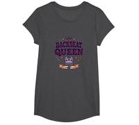 Pasajero Princesa: Viaje por Carretera Queen Royal en el Asiento Trasero Camiseta, Niñas, Jaspeado Oscuro, Pequeña