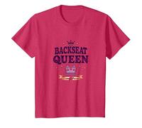 Pasajero Princesa: Viaje por Carretera Queen Royal en el Asiento Trasero Camiseta, Niños, Rojo Jaspeado, 2 años