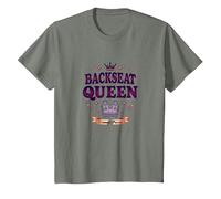 Pasajero Princesa: Viaje por Carretera Queen Royal en el Asiento Trasero Camiseta, Niños, Verde Militar Jaspeado, 2 años