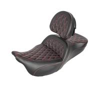 Pasajero Trasero Ajuste para Touring Street Glide Road Glide Road King 08-2023 almohadilla respaldo sofá grande costuras Color motocicleta asiento interior Cojín portaequipajes(Red)