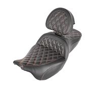 Pasajero Trasero Asidero respaldo Ajuste para Touring Street Glide Road Glide Road King 08-2023 almohadilla respaldo sofá grande costuras Color motocicleta asiento interior Respaldo trasero(Orange)