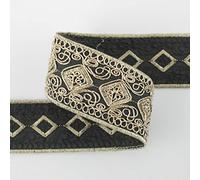 PASAMANERÍA CON BORDADO METALIZADO SOBRE LAMÉ - UN METRO (NEGRO)