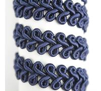 PASAMANERÍA GALÓN TORMES RAYÓN BORDADO ESPIGA 12mm (AZUL MARINO, 5 METROS)