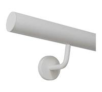 Pasamano Blanco Revestido Acero Inox. Interior Exterior Resistente a la Intemperie Barandilla/Longitud - Recto Tapa, 110 cm mit 2 Halter
