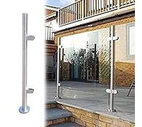 pasamanos acero inoxidable Postes de Barandilla de Vidrio de Tubo Redondo, Postes de Barandilla de Acero Inoxidable de Pie Postes de Barandilla de Escalera, Columna con Abrazaderas de Vidrio Almohadil