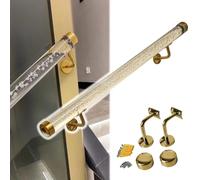 Pasamanos acrílico con burbujas, pasamanos de barra redonda con soportes de metal para escalones de interior/exterior, barandilla de barra de agarre montada en la pared