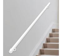 Pasamanos blanco para escaleras interiores y exteriores, Pasamanos de seguridad de barandilla de hierro galvanizado de metal de 30-600 cm, barandillas de escalera de montaje en pared(200cm)