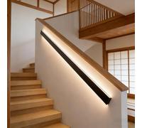 Pasamanos con Luz LED, Pasamanos de Escalera Interior Montados en la Pared, Pasamanos de Escalera con Luz LED con Sensor de Movimiento, Tres Ajustes de Color de Luz, Para Escaleras Al Aire black 1.5M