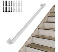 Pasamanos cuadrado blanco para escaleras Pasamanos de barandilla de metal Barandilla de hierro galvanizado industrial antideslizante, montaje en pared barandilla de escalera para interior y exterior (