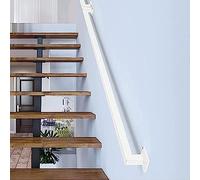 Pasamanos de 30-600cm para escaleras escalones interiores y exteriores, barandilla de escalera de hierro forjado pasamanos de seguridad barandilla de pared, soporte para riel para pies(Blanco,150cm)