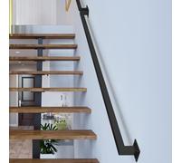 Pasamanos de 30-600cm para escaleras escalones interiores y exteriores, barandilla de escalera de hierro forjado pasamanos de seguridad barandilla de pared, soporte para riel para pies(Negro,80cm)