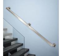 Pasamanos de acero inoxidable - kit completo，pasamanos para escaleras，90cm 1m 120cm 2m 2.4m 300cm barandilla de escalera para interiores y exteriores，varillas de soporte para pasillo(390cm)