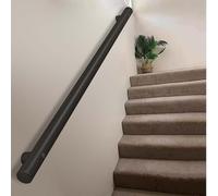 Pasamanos de acero inoxidable para escaleras | Pasamanos de seguridad de 30-600 cm | Kit de pasamanos de pared para escaleras | Interior y exterior | Negro(180cm)