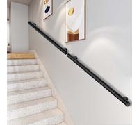 Pasamanos de acero negro para escaleras, kit de soporte para pasamanos de pared, barandilla de tubo industrial para escaleras interiores, terrazas exteriores(200cm)