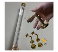 Pasamanos de acrílico transparente moderno: elegante pasamanos de escalera transparente con soportes de metal y tapas de extremo for mayor seguridad.(Gold,340cm)