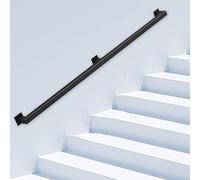 Pasamanos de barandilla de hierro industrial soportes de barandilla de escalera Soporte de pared de hierro forjado de metal，pasamanos de escaleras para pasamanos interior y exterior(Negro,300cm)