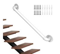 Pasamanos De Escalera 80cm 100cm 150cm, Barandil De Tubo Cuadrado De Metal Negro, Apoyabrazos Antideslizante Para Escaleras Interiores Y Exteriores(White,150cm/5ft)