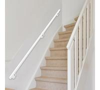 Pasamanos de escalera, barandilla de escalera de metal antideslizante Barra de seguridad, 1 2 3 4 5 6 metros pasamanos de tubo industrial blanco con soporte montado en la pared(150cm)