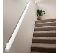 Pasamanos de escalera blanco, barra de soporte industrial de tubo redondo para escaleras, pasamanos de pared con soporte para lofts, terrazas, kit de barra de agarre.(120cm)