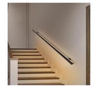 Pasamanos de escalera con iluminación LED, barandilla rústica negra con pantalla acrílica, pasamanos de escalera interior montado en la pared
