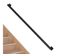 Pasamanos de escalera cuadrado blanco de 30-600cm，pasamanos de barandilla de escaleras con soportes de hierro forjado，pasamanos de seguridad para montaje en pared para pasillo(Negro,450cm)