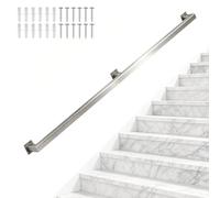 Pasamanos de escalera de 1-20pies - kit completo，pasamanos de escalera de tubo cuadrado de acero inoxidable para escalones exteriores o escaleras interiores，pasamanos de montaje en pared(450cm)