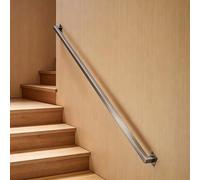 Pasamanos de escalera de acero inoxidable Kit de pasamanos de tubo cuadrado montado en la pared plateado Barra de agarre de 1FT-20FT para interiores exteriores cubierta de porche(1.5m)