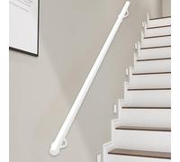 Pasamanos de escalera de hierro forjado - Barandilla de tubo redondo de 32 mm Pasamanos de escalera de montaje en pared para barra de agarre interior y exterior - Blanco(330cm)