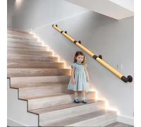 Pasamanos de escalera de madera - 30cm~600cm, barandilla de escalera Kit de barra de agarre para escalones interiores y exteriores, barandilla de escalera de montaje en pared(270cm)