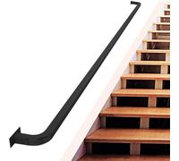 Pasamanos de escalera de metal para interior y exterior montaje en pared barandilla de escalera pasamanos de tubo cuadrado industrial, 80 cm 100 cm 2 m 240 cm 3 m 4 m pasamanos de hierro forjado negro