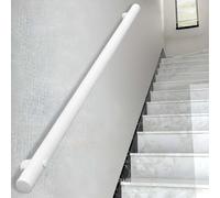 Pasamanos de escalera de pared, de acero blanco para interiores, pasamanos antideslizantes para escaleras, lofts, porches y terrazas - Kit completo(570cm)