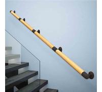 Pasamanos de escalera de pared interior con soporte de metal negro, Barandilla de madera para escaleras, pasamanos de exterior para lofts, pasamanos de apoyo.(30cm)