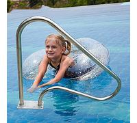 Pasamanos de escalera de piscina para entradas de piscinas en el suelo, acero inoxidable de 3 curvas con placa inferior de liberación rápida (80 x 80 cm) - Pasamanos de piscina al aire libre