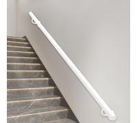 Pasamanos De Escalera De Tubo Redondo, Balaustrada De Metálica Blanca Montada En La Pared Antideslizante, Barra De Soporte De Barandilla De Escalera Interior Y Exterior(300cm)