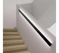 Pasamanos de Escalera Interior Montados en la Pared, Pasamanos de Escalera con Iluminación LED (Detección del Cuerpo Humano), Pasamanos de Tres Ajustes de Color de Luz, Para Escaleras Al A black 1.5M