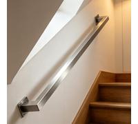 Pasamanos de escalera moderna para escalones exteriores pasamanos de escaleras interiores，Barandilla de escalera de acero inoxidable de metal Barra de seguridad antideslizante con soporte(180cm)