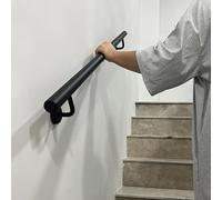 Pasamanos de Escalera Moderno de 1 2 3 4 5 6metros para escalones de Interior y Exterior，Rail de Agarre de tuberías Redondas Negras Balaustrada de Barra de Soporte de Seguridad(500cm)