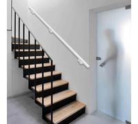 Pasamanos de escalera modernos, 1 2 3 4 5 6 metros pasamanos de escalera redondos blancos, soporte de pared, barandilla de hierro forjado, pasamanos para barra de bar interior y exterior(240cm)