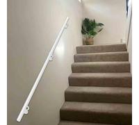 Pasamanos de escalera modernos para interiores y exteriores, kit de soportes para pasamanos de escalera de 60cm 90cm 120cm 150cm 180cm 240cm 300cm 4m 5m, tubo redondo blanco(390cm)