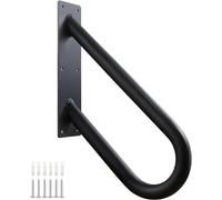 Pasamanos de escalera montaje en pared, barandillas para 1-2 pasos, pasamanos en forma de U (46 cm, tubo de 3.2 cm, negro)